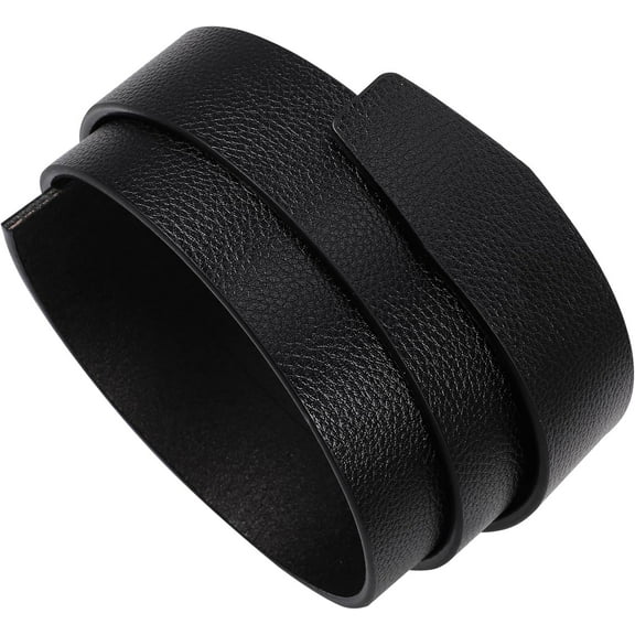 Mens Leather Ratchet Belt Strap, Lychee Pattern Leather Belt Replacement Belt Without Buckle Women Men Waist Belt Strip