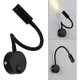 thumbnail image 3 of 2 stycken svarta 3W väggläslampor, flexibel justerbar nacklampa i aluminium, sänglampa med strömbrytare LED-ögonskydd, 3 of 4