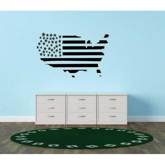 Custom Wall Decal U.S as an American flag Removable Wall Decal - All States 20X40