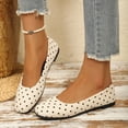 thumbnail image 6 of Miluxas Women's Polka Dots Ballet Flats Closed Square Toe Slip On Flat Shoes Beige 9(42), 6 of 9