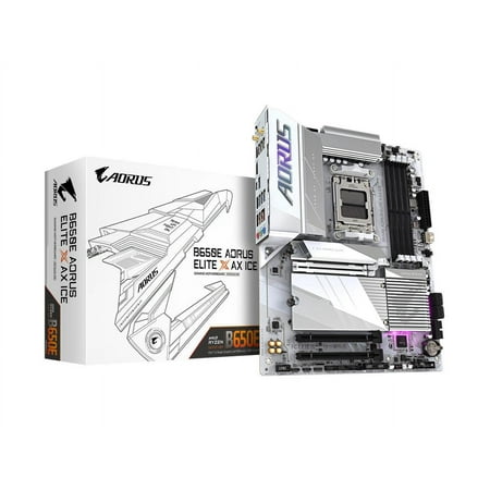 Aorus Ultra Durable B650 AORUS ELITE AX ICE Gaming Desktop Motherboard, AMD B650 Chipset, Socket AM5, ATX