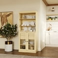 thumbnail image 4 of Palace Imports 100% Solid Wood 32" Pantry Cabinet with Frosted Glass Doors, 2-Drawers and Adjustable Shelves, Yellow, 4 of 7