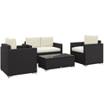 thumbnail image 1 of Outsunny 4 Pieces Rattan Patio Furniture Set with Cushions for Porch Garden, 1 of 10