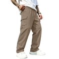 thumbnail image 3 of Dwelliawo Men's Casual Pants Drawstring Workout Cargo Pants Hiking Outdoor Trousers Khaki XL, 3 of 5