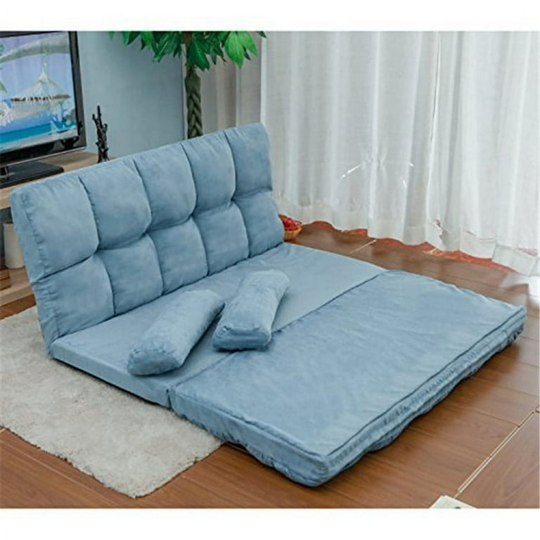 AUCHEN Folding Floor Couch and Sofa Blue Adjustable Lazy Video