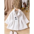 thumbnail image 3 of Musuos Kids Girls Winter Coat, Solid Color Long Sleeve Lapel Plush Jacket Double Breasted A-Line Outwear, 1-6 Years, 3 of 9