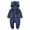 Dark blue, variant on WIBACKER Newborn Baby Jumpsuit Bear Footed Hooded Fleece Rompers Long Sleeve Onesies Outwear Outfits