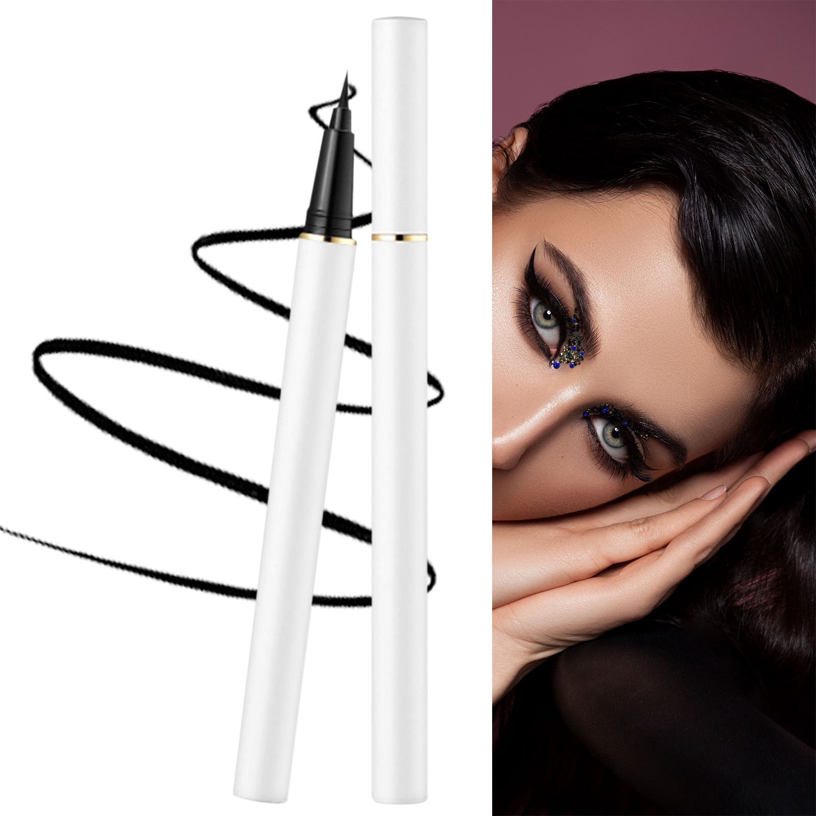 Fifth And Fine Easy Expression Graphic Liners Glitter Mist Spray Makeup Waterline Pencil Ink Liner Highlighter for Inner Eye Womens Make up 2 Faced Makeup Pro Total Tech Estate Cosmetics Cat Eye in A