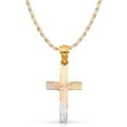 thumbnail image 1 of 14K Tri Color Gold Cross Stamp Charm Pendant with 2.6mm Valentino Star Diamond Cut Chain Necklace - 22", 1 of 4