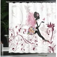 thumbnail image 4 of Ambesonne Spring Shower Curtain, Flower Butterflies, 69"Wx70"L, Maroon Black Pink, 4 of 5