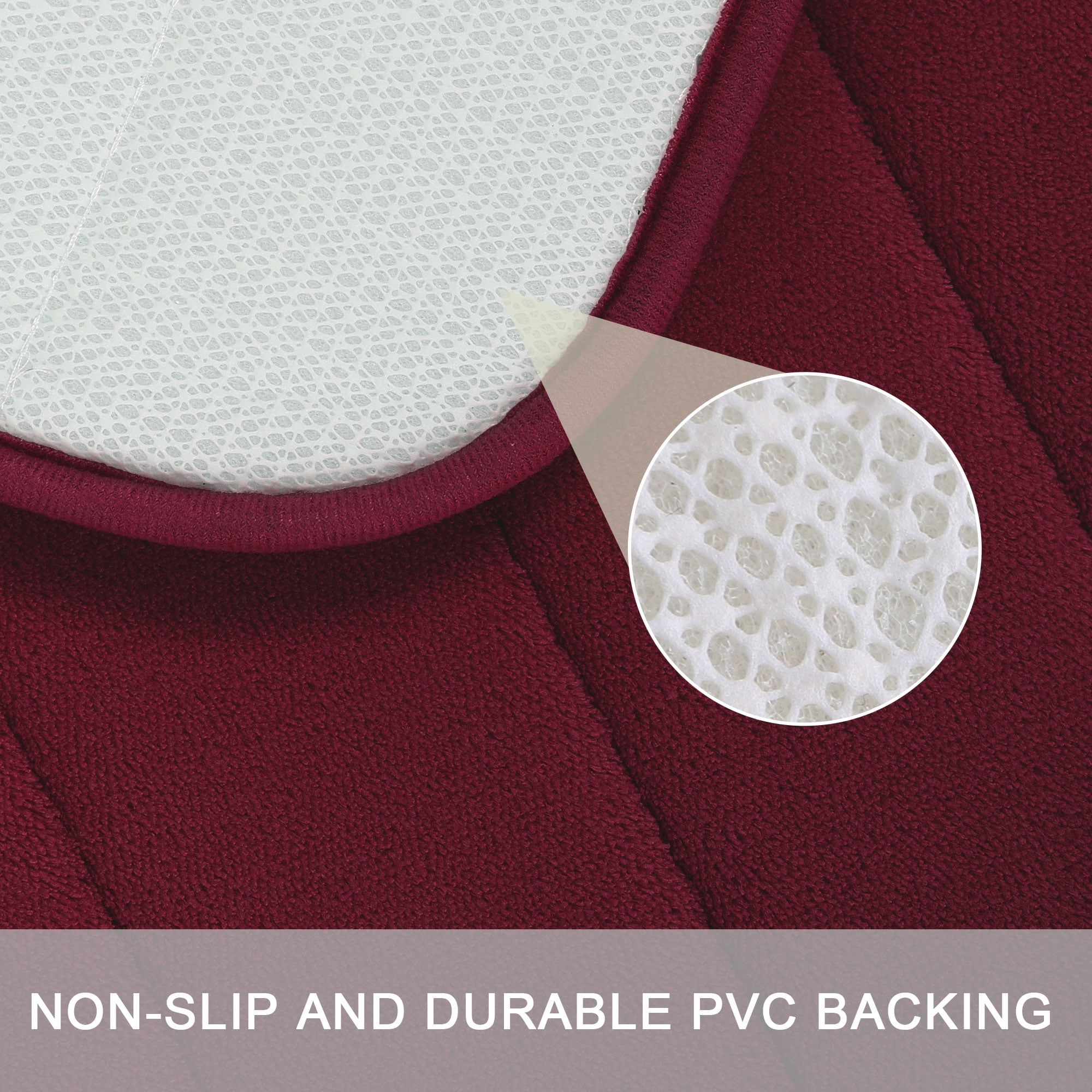 Unique Bargains 2-Pack Memory Foam Non-slip Washable Bath Toilet Pads Mats Rug Burgundy 32"x20"