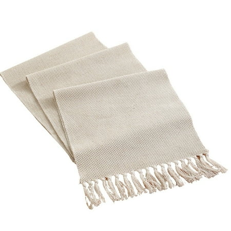 

Farmhouse Table Runner Vintage Rustic Table Runner Cotton Braided Runner Beige Woven Table Runner