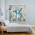 thumbnail image 4 of Teal Coastal Starfish Kitchen Curtains 63 Inch Length, Vintage Summer Beach Nautical Coral Grommet Top Bedroom Living Room Curtains, Light Filtering Cafe Curtain Drapes 2 Panels Set 84''x63'', 4 of 9