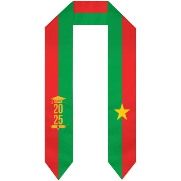 Class of 2025 Burkina Faso Flag Graduation Stoles Shawls Sash International Study Graduate Scarves