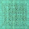 thumbnail image 1 of Ahgly Company Machine Washable Indoor Square Persian Turquoise Blue Traditional Area Rugs, 8' Square, 1 of 4