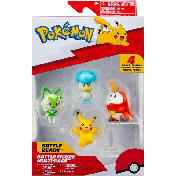 Pokemon Battle Figure Sprigatito, Quaxly, Fuecoco & Pikachu Mini Figure 4-Pack