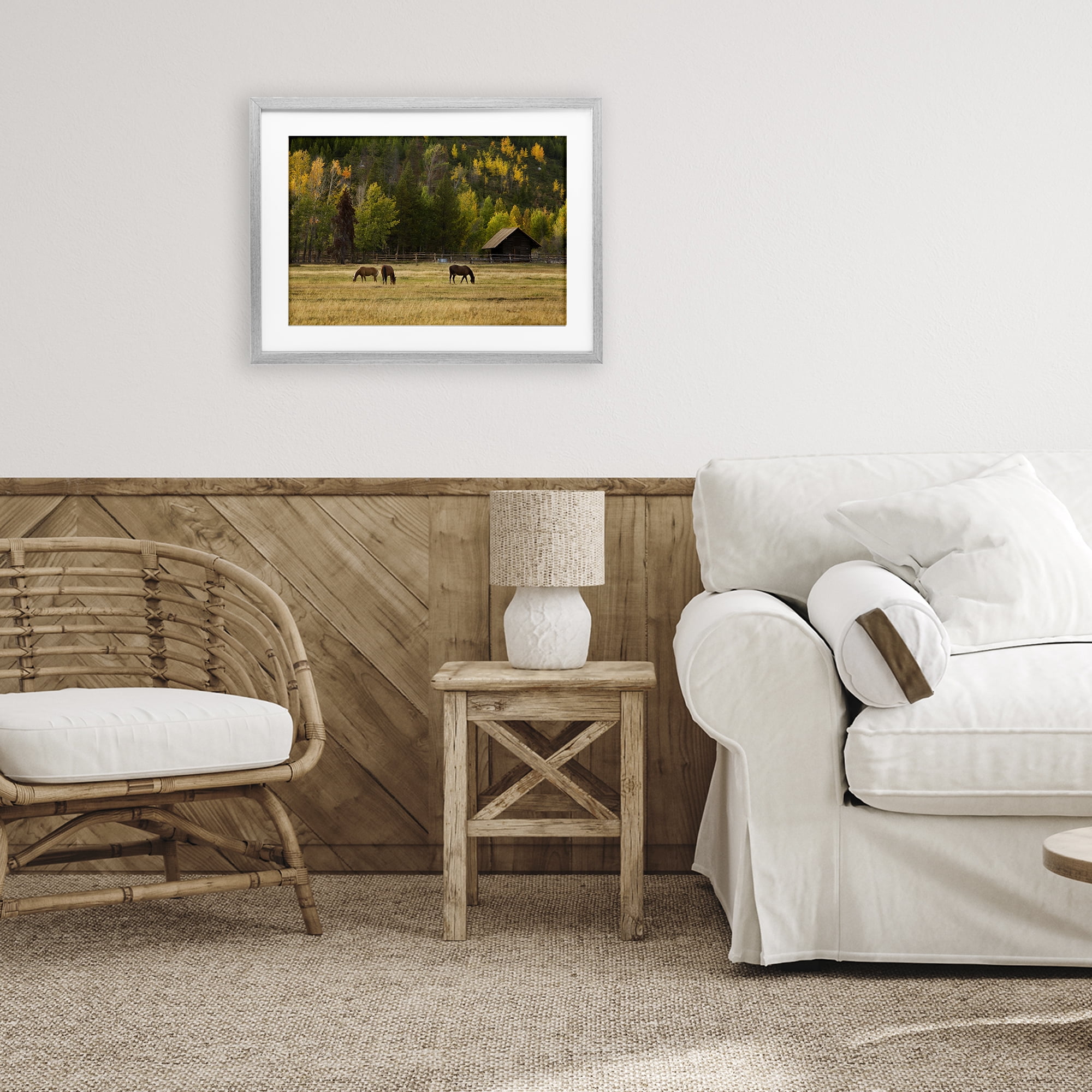 Stupell Industries Horses In Jackson Hole Gray Framed Print Under Glass, design by Scott Stulberg