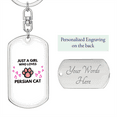thumbnail image 2 of Fille Aime Persian Chat Acier Inoxydable Ou 18k or Premium Pivotant Chien Tag Porte-Clés, 2 of 8