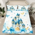 thumbnail image 2 of jejeloiu Cartoon Castle Full Size Sheets,Blue Cute Butterfly Bed Sheets,Fairy Tale Theme Sheet Sets For Girl Kids,Ultra Soft Home Decor,4pcs, 2 of 7