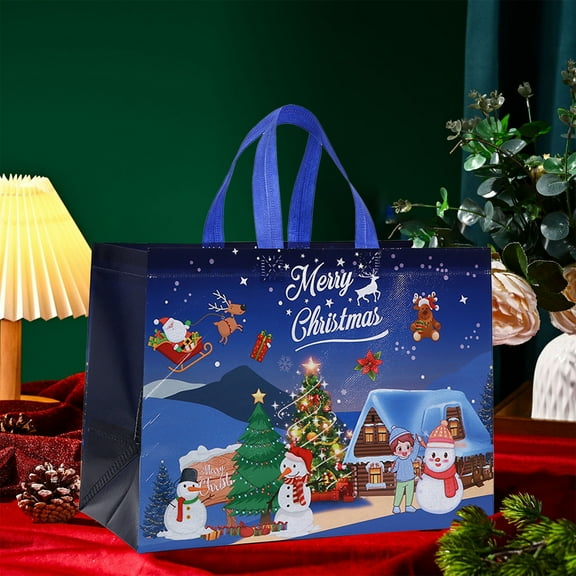 12Pcs Large Non-Woven Christmas Gift Bags - Waterproof Holiday Tote Bags (12.99x9.84x6.69in),Foldable & Reusable for Party Favors,Shopping & Secret Santa Gifts