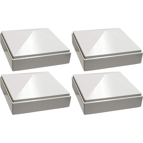 3" x 3" Aluminium Pyramid Post Cap for Metal Posts - Pressure Fit - White (4 Pack)