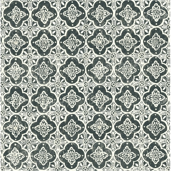 Brewster Seville Black Geometric Tile Unpasted Non Woven Wallpaper, 20.5-in by 33-ft, 56.4 sq. ft.