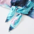 thumbnail image 6 of Fdqin Girls Summer Outfits 6 Pcs Tie-dye Heart Print Casual Short Sleeve Tee Tops and Dolphin Shorts Set Red Light Green Blue 7-8 Years, 6 of 7