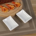 Axio 2 Pcs 3 Inch Pure White Ceramic Appetizer Serving Tray Rectangular