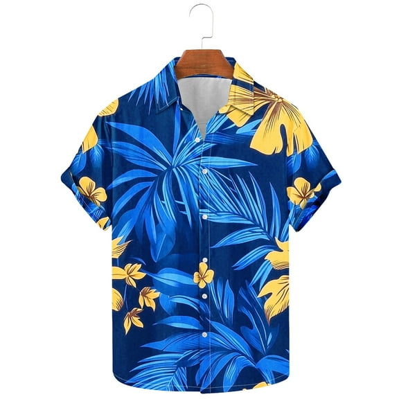 Sentmoon Mens's Clothing Oversized Relaxed Turndown Collar Short Sleeve Work Blouses for Mens Button up Palm Tree Print Shirts for Mens Trendy Fashion for Hiking & Camping Multicolor XXXL