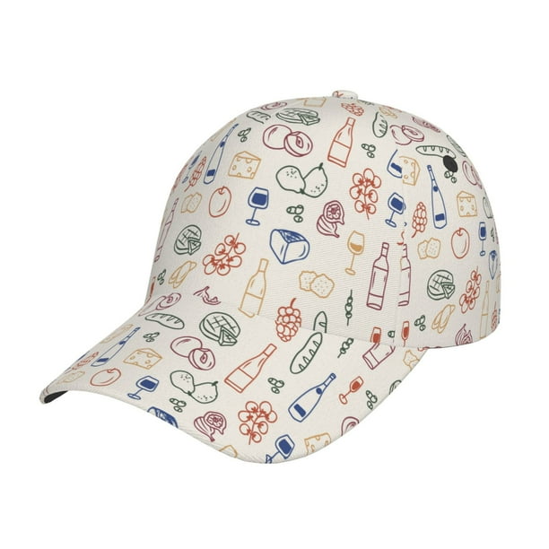 Fotbe Doodle Wine Gorro Clásico de Béisbol, Gorra Ajustable con Broche Snapback, Gorro de Exterior de Algodón Suave