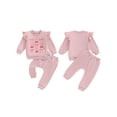 thumbnail image 2 of Caoirhny Baby Girl 2Pcs Fall Outfits Cute Bow Print Long Sleeve Pullover + Pants Set Toddler Clothes, 2 of 9