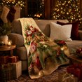 thumbnail image 3 of Brown Bag Teddy Bear Christmas, Festive Holiday Scene, Warm Flannel Blanket for Cabin and Lodge with Detailed Artwork, Art Lovers Christmas Gift, Festive Home Decor, 3 of 9