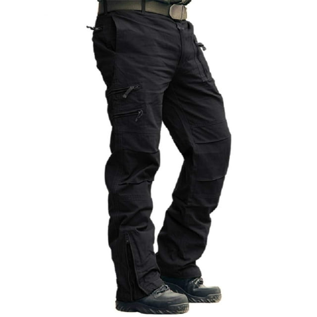 Pantalones de trabajo CRYSULLY para hombre Cargos Tactical Cotton Black 38