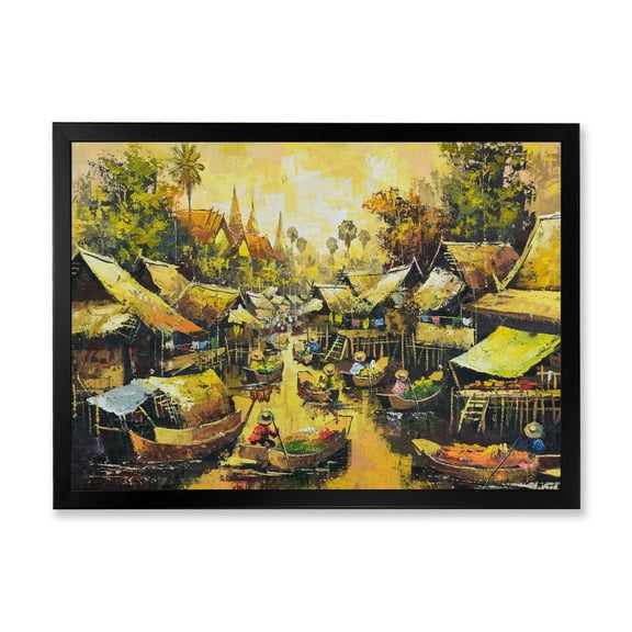 Designart 'Ancient Waterside Life II' Traditional Framed Art Print