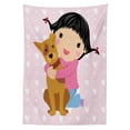 thumbnail image 3 of Ambesonne Cartoon Tablecloth Rectangular Table Cover, Doodle Girl and Pet Dog, 60"x90", Multicolor, 3 of 4
