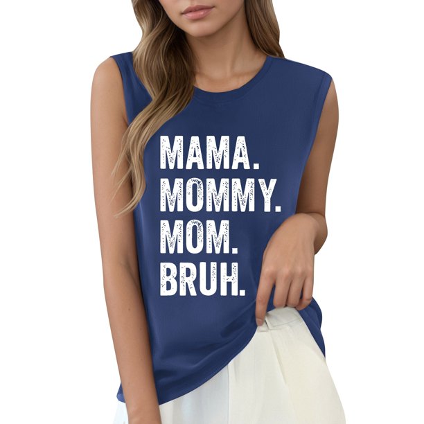 Camiseta sin mangas con estampado de letras para mujer: camiseta informal de verano con diseño moderno, versátil con vaqueros, fácil de cuidar