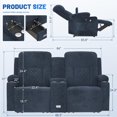 thumbnail image 3 of LOBERFVE Fabric Loveseat Recliner, Recliner Chair with Stainless Steel Cup Holder, USB Ports, Recliner Lounge with Storage Space, Mobile Phone Holder, Couch for Living Room, Navy Blue, 3 of 6