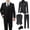 Black, variant on Men's Suit Slim Fit 3 Pieces Suit Set, Business Casual Suits for Men Two Button Soild Jacket Vest Pants Set with Tie