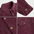 thumbnail image 5 of Odeerbi Mens Fall Retro Tops Corduroy Button Jacket Long Sleeve Striped 2025 Casual Vintage Double Pocket Work Top Shirt Burgundy, 5 of 5