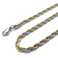 thumbnail image 3 of 2mm - 6mm 16"-40" Silver or Gold or Black or Silver and Black Stainless Steel Rope Chain Necklace, 3 of 4
