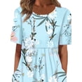 thumbnail image 3 of ORQ Women O-Neck Short Sleeve Pocket Print Fashion Long Dress, 3 of 6