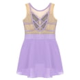 thumbnail image 4 of iiniim Kids Girls Figure Ice Skating Leotard Dress Sleeveless Gymnastics Ballroom Dancewear Light Purple 14, 4 of 7