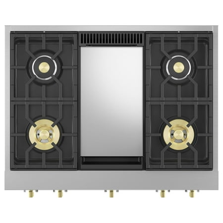 Monogram - 36" Built-In Gas Cooktop with 4 Burners - Stainless steel