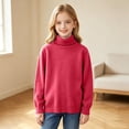 thumbnail image 5 of Husipze Kids Turtleneck Knit Sweater Ligthweight Long Sleeve Solid Cozy Knit Classic Casual Warm Pullover Hot Pink 2-3 Years, 5 of 8