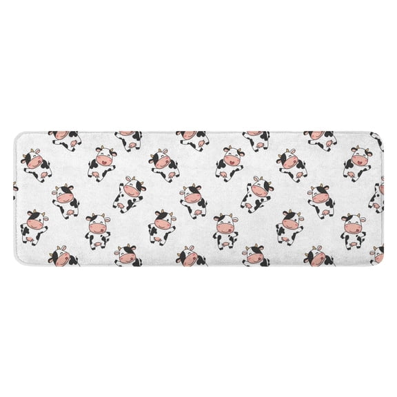 White Cow Happy Cow Pattern Kitchen Rug Mat,Kitchen Runner Rugs Non Skid Washable,Decorative Kitchen Floor Mats for Kitchen,Sink,Laundry,17"x47.2"