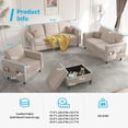 thumbnail image 2 of Mjkone Convertible Sectional Sofa Couch with Storage Ottoman, 4 Pcs Couch Set with Storage Pockets, Sectional Couches for Living Room, 3-Seater +Ottoman +1-Loveseat +1-Seater (Beige), 2 of 7