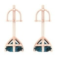 thumbnail image 4 of 2 Ct Round Cut Studs Natural London Blue Topaz 18K Rose Solid Solid Gold Everyday Dainty Earrings Screw Back, 4 of 7