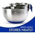 thumbnail image 5 of Mixing Bowls with Lids Set of 3, Stainless Steel Nesting Bowls with Blue Airtight Lids, Non-Slip Base, Graters & Handle - Prep, Mixing, and Food Storage Bowls, 5 of 7