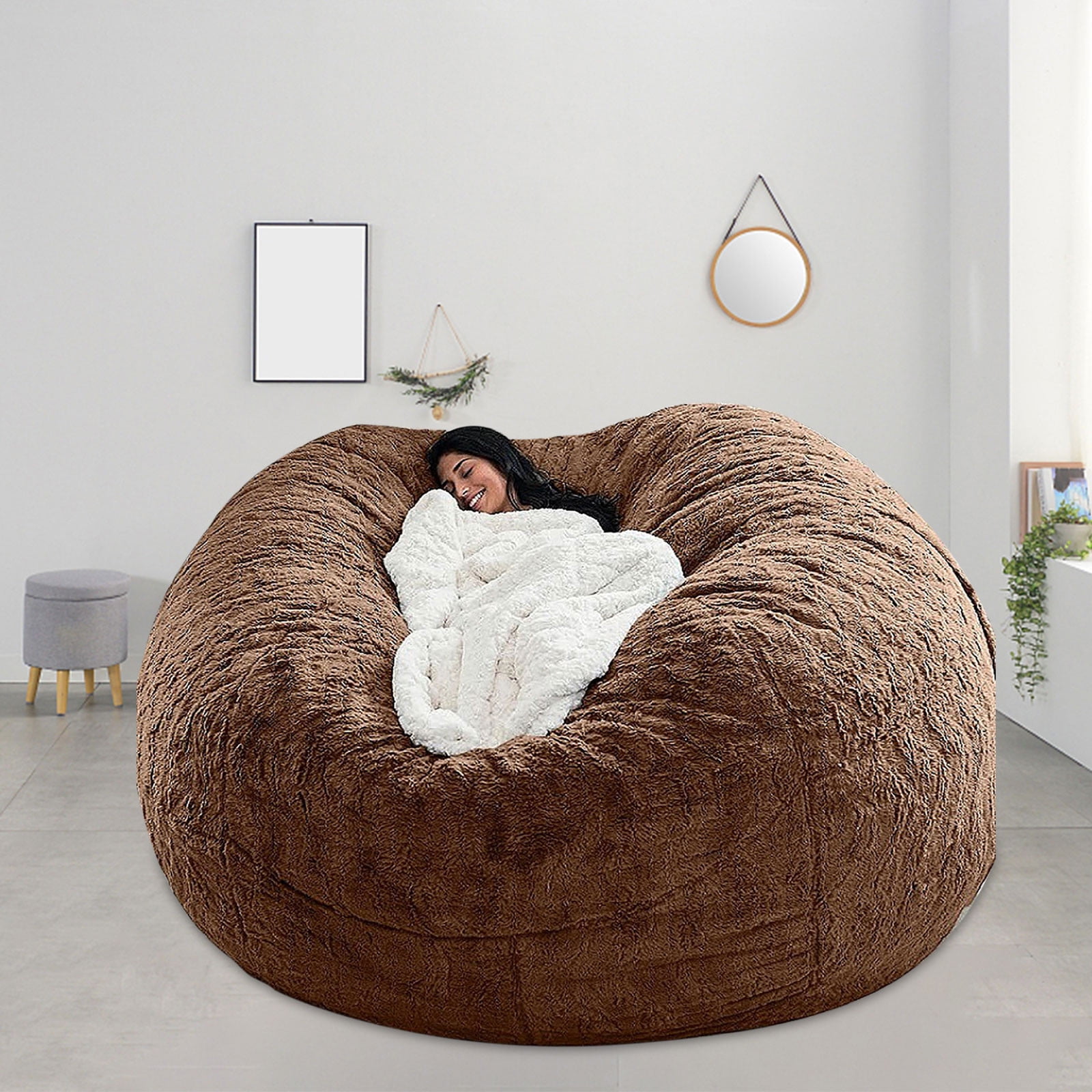 Taicans Bean Bag Cover (No Filler) Soft Faux Fur Stuffed Animal Bean Bag Storage,Velvet Bean Bag Chair Cover,Fluffy Plush Bean Bag Chair Cover Washable,Comfy Bean Bag Covers for Adults Kids Teen,71in