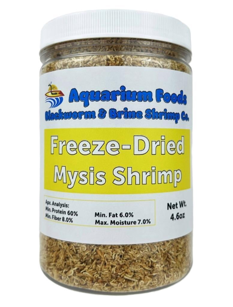Aquatic Foods Inc. Mysis Shrimp - Freeze-Dried Mysis Shrimp for Discus, Cichlids, Koi & Pond Fish, All Community Tropical Fish, All Marine Saltwater Fish, Corals, Sea Anemones…4.6oz Lg Round Jar